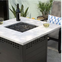 allen + roth DualHeat 40-in W Black Steel Square Propane Gas Fire Pit Table