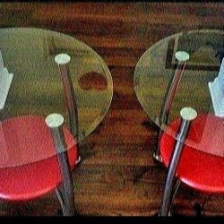 2 Red Glass Coffee Table 