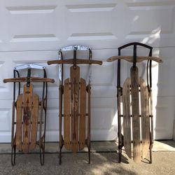 3 Vintage Sleds Useful & Christmas Decor