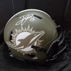 Jaelen Phillips Dolphins SALUTE TO SERVICE Autographed Mini Helmet