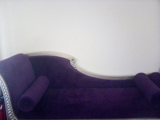 Purple Velvet Chaise Lounge Chair.