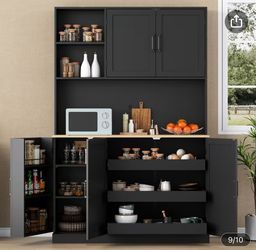 Kitchen Pantry Hutch Cabinet w/ Pull-Out Drawers | New in Box