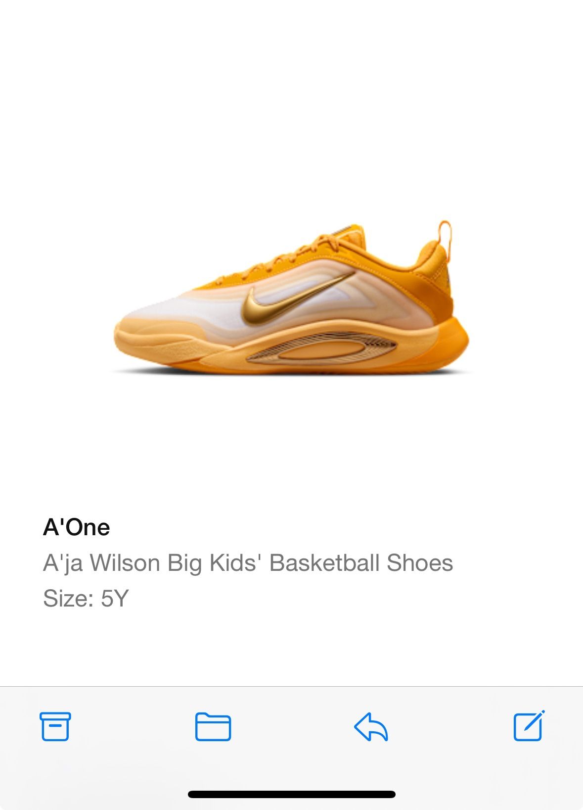 BRAND NEW IN THE BOX A’ja Wilson Size 5Y Girls Basketball Shoes