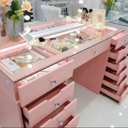 ✅️✅️Vanity Desk - 13 Storage Drawers - Pink✅️ (Mirror not included)