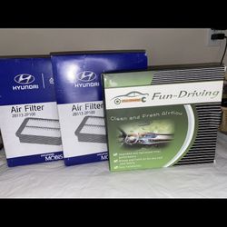 (2) Air Filter Hyundai KIA 28113-2P100 Sonata 2.4L (2) Cabin Air Filter