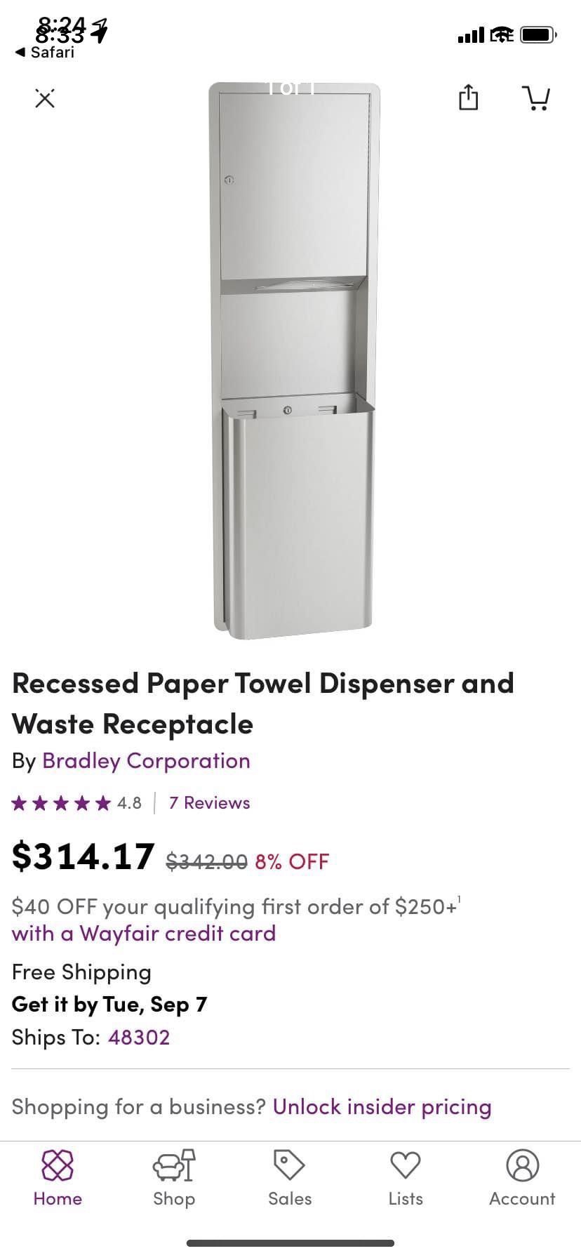 Brand New Commercial Stainless Steel Paper Towel/Trash Unit