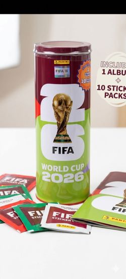 Panini Official 2026 FIFA World Cup Sticker Collection - Cylinder Starter Tin (Brand New & Factory Sealed)