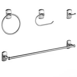4 -Piece Bath Hardware Set with Towel Bar, Towel Ring, Robe Hook, Toilet Paper Holder Wall Mounted in Brushed Nickel