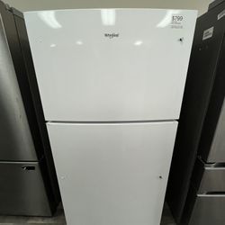 $799 Whirlpool 21.3 Cu Ft Top Freezer Refrigerator in White, Includes One Year Warranty