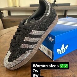 Sizes 7w 8w 8.5w 9w adidas Samba OG Rhinestone Black Silver (Women's)