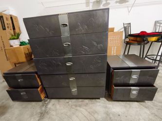 Dark Gray Dresser Set with Nightstands