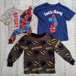 Superhero T-shirt / Sleep Shirt Lot 3T Spiderman And Batman 