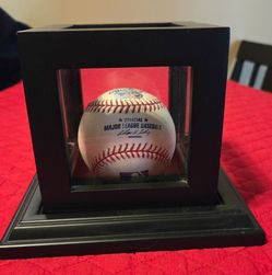 Black Wood Glass Baseball Display Box w/Lid