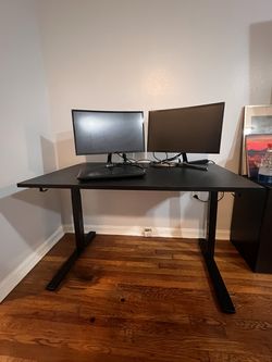 IKEA MITTZON Desk – Black Stained Ash Veneer