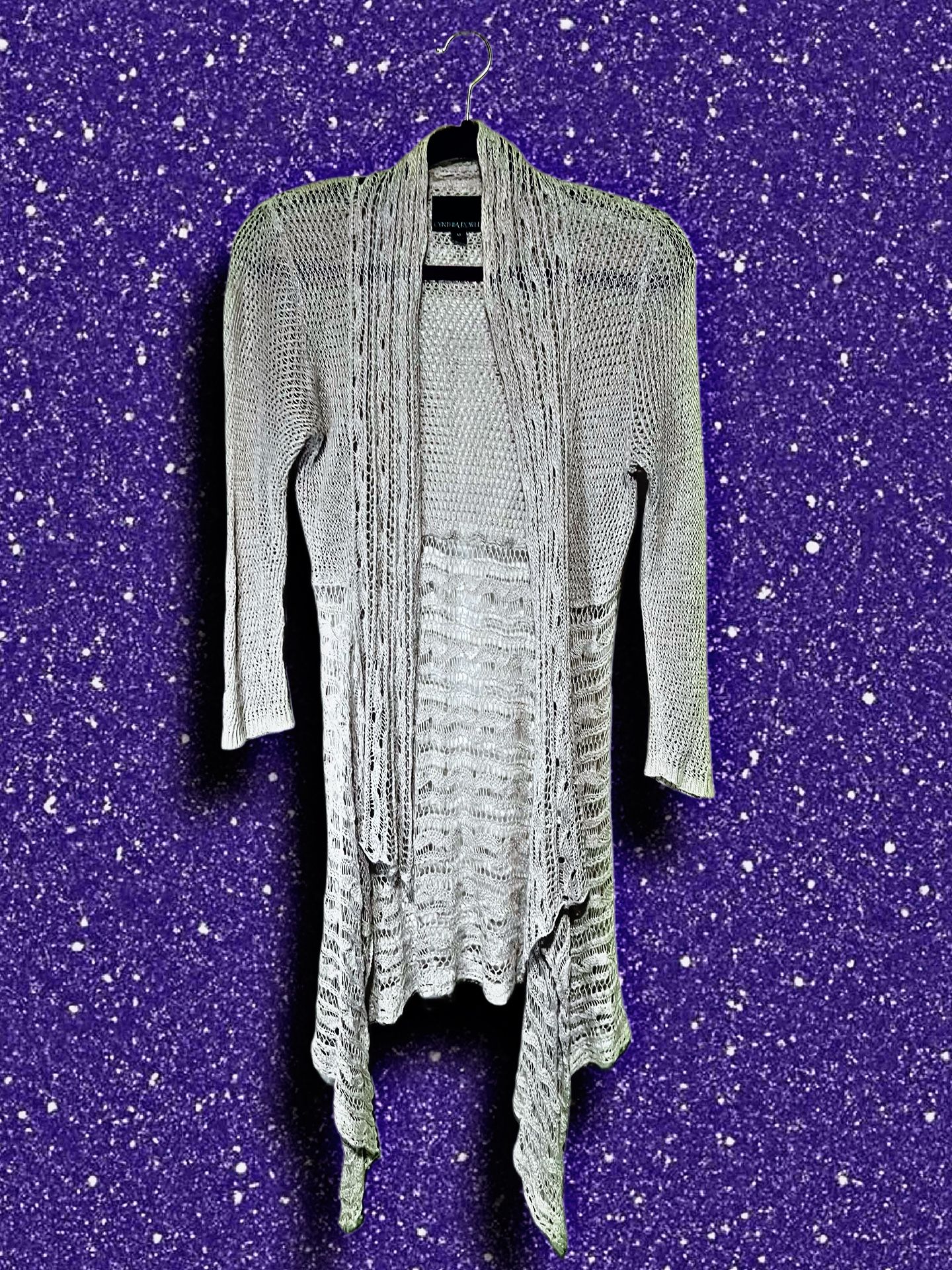 Silver Open Knit Cardigan – Women’s Size Small