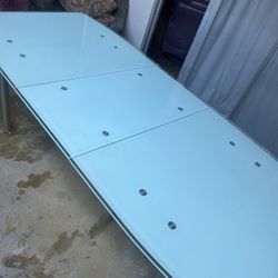 Copenhagen Glass Collapsible Table With 4 Leather Chairs