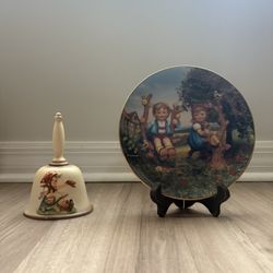 MJ Hummel Apple Tree Boy & Girl Plate and Annual Bell 