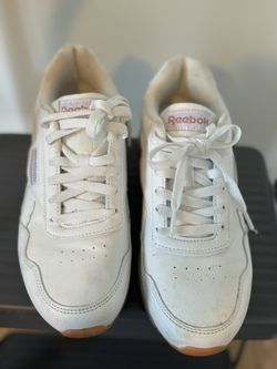 White & Pink Reebok Size 8 Shoe