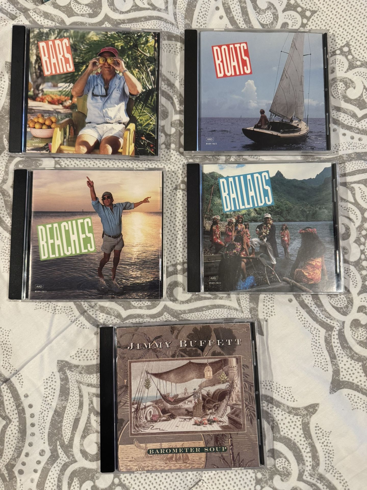 5 Jimmy Buffett CD Bars Boats Beaches Ballads Barometer Soup VG+