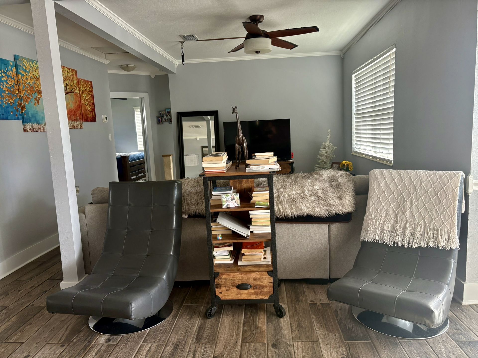 Gray Leather Swivel Chairs