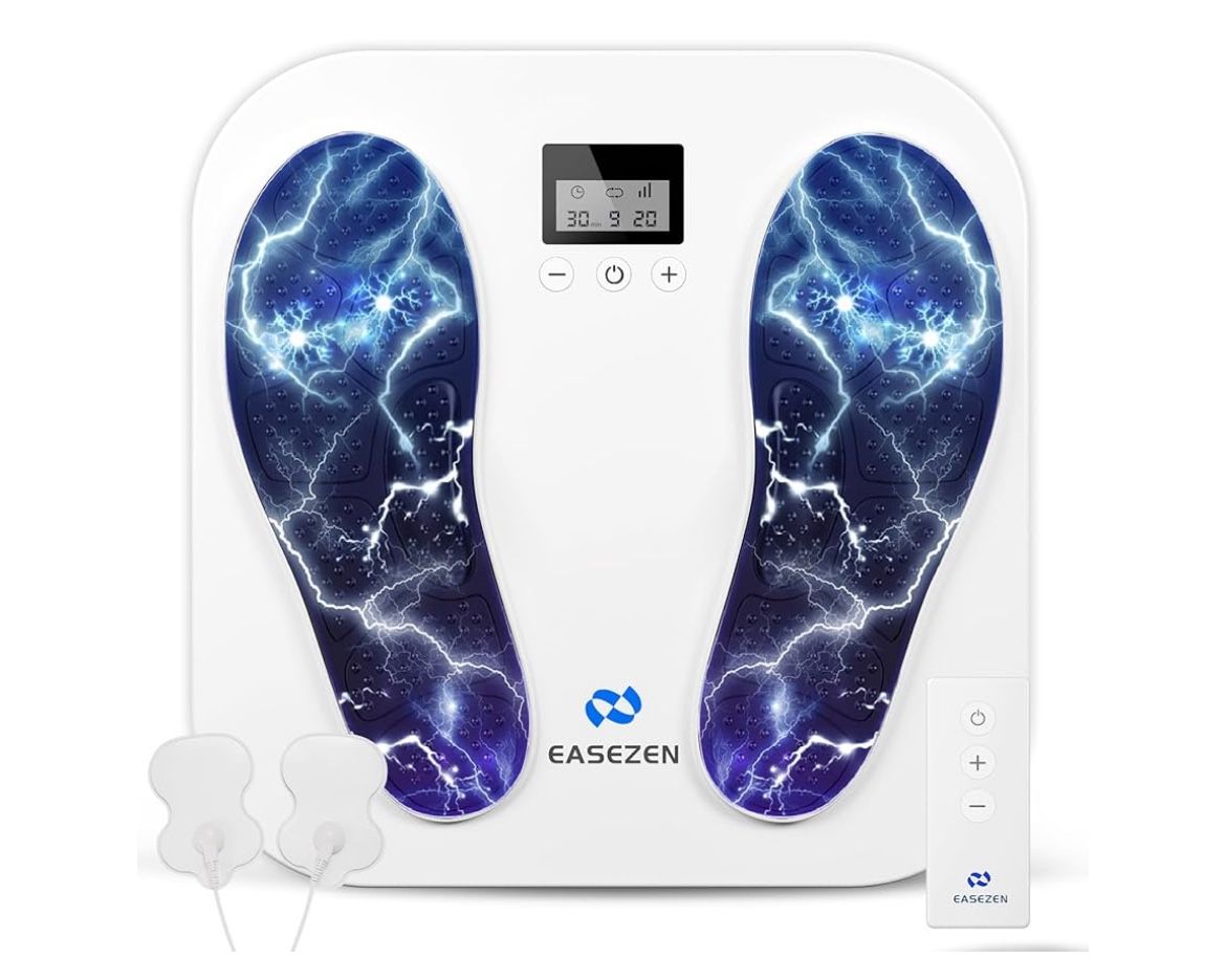 Foot Massager for Neuropathy, Rechargeable TENS EMS Foot Stimulator with 10 Modes 20 Intensities, Feet Circulation Stimulator for Neuropathy, Plantar