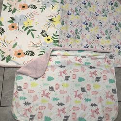 3 Baby Girl Blankets 