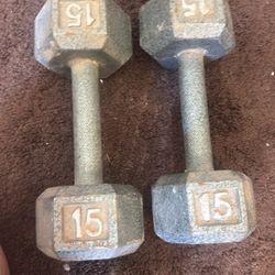 15 lb hex Iron Dumbbells 