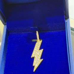 10KT Custom Diamond Lighting Bolt Charm 