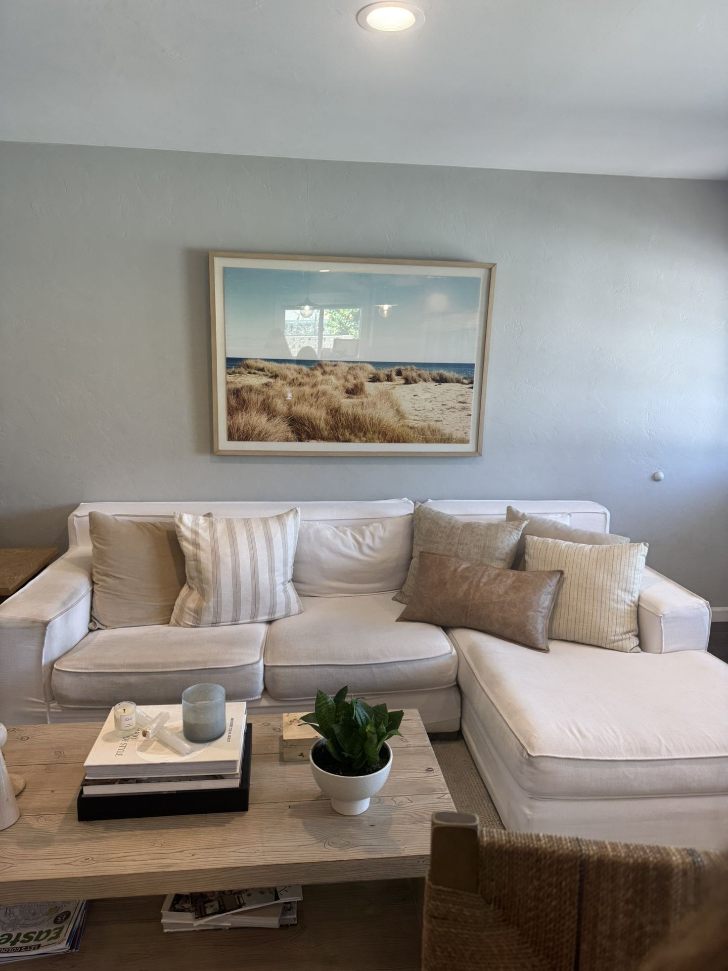 Restoration Hardware Perennials White Linen Slip Cover Sectional