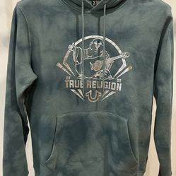 TRUE RELIGION BUDDHA SILVER FOIL PULLOVER HOODIE
