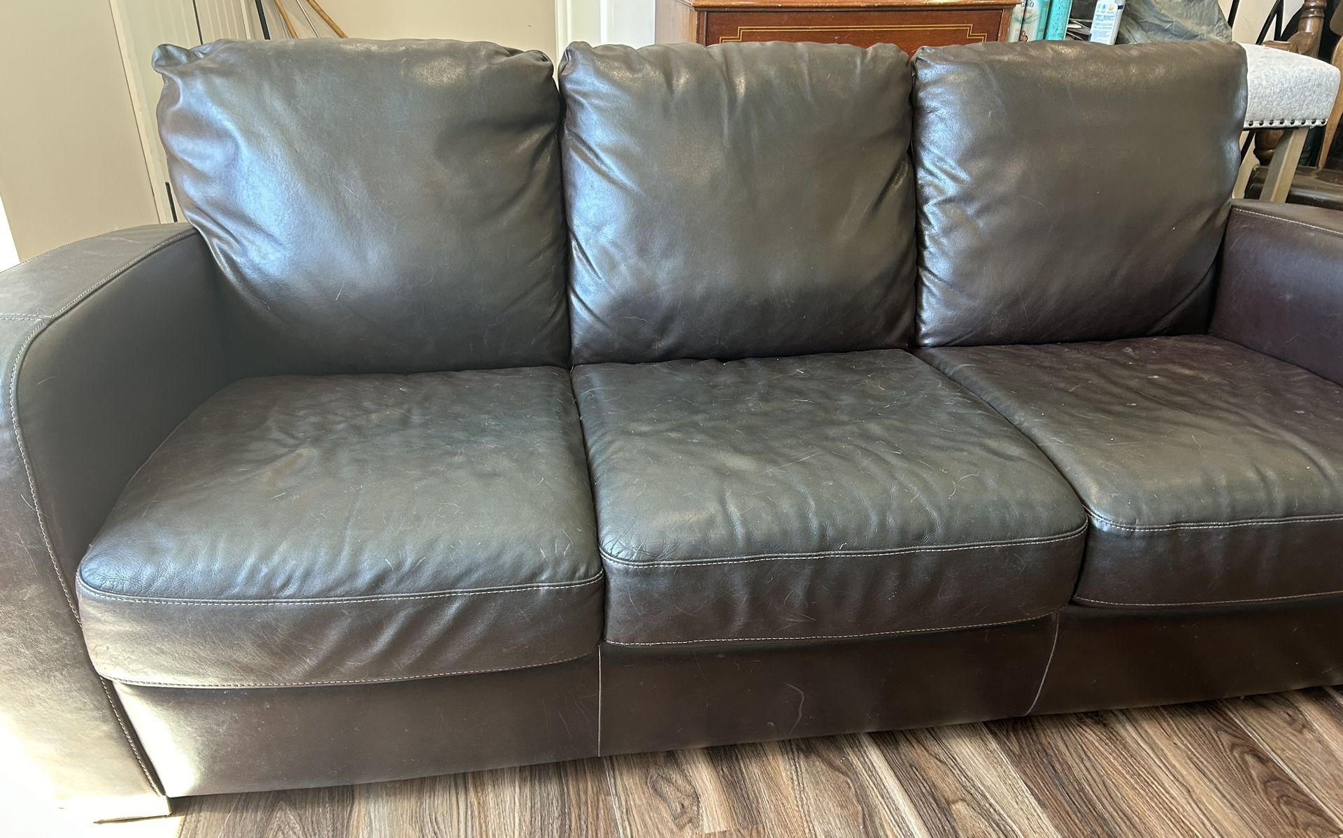 Dark Brown Leather Couch/Sofa