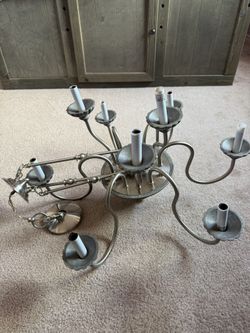 Distressed Nickel 9-Light Dual Tier Chandelier 