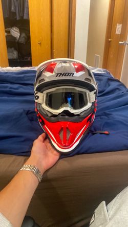 Thor Moto helmet and goggles