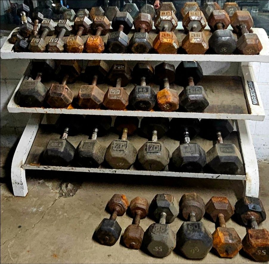 Dumbbells and rack $500
