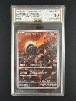 Pokemon Paldean Tauros Triplet Beat AGS Gem Mint 10