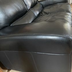 Genuine 100% All Leather Loveseat And Armchair, In Great Condition 