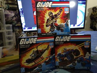 GI Joe, Snake Eyes, Cobra Comander, Storm Shadow, Speed Bike, Lego Compatible.