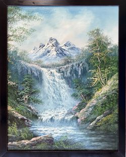 Mountain Waterfall Oil Painting