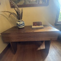 Large Primitive European Antique Pine Bench Or Coffee Table
