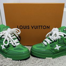 Louis Vuitton LV Trainer Green White Low Top Sneakers Men's Athletic Shoes