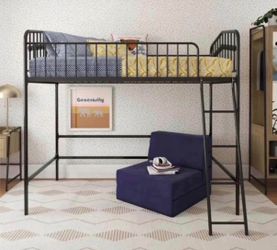 Metal Twin Lof t Be d, Black
