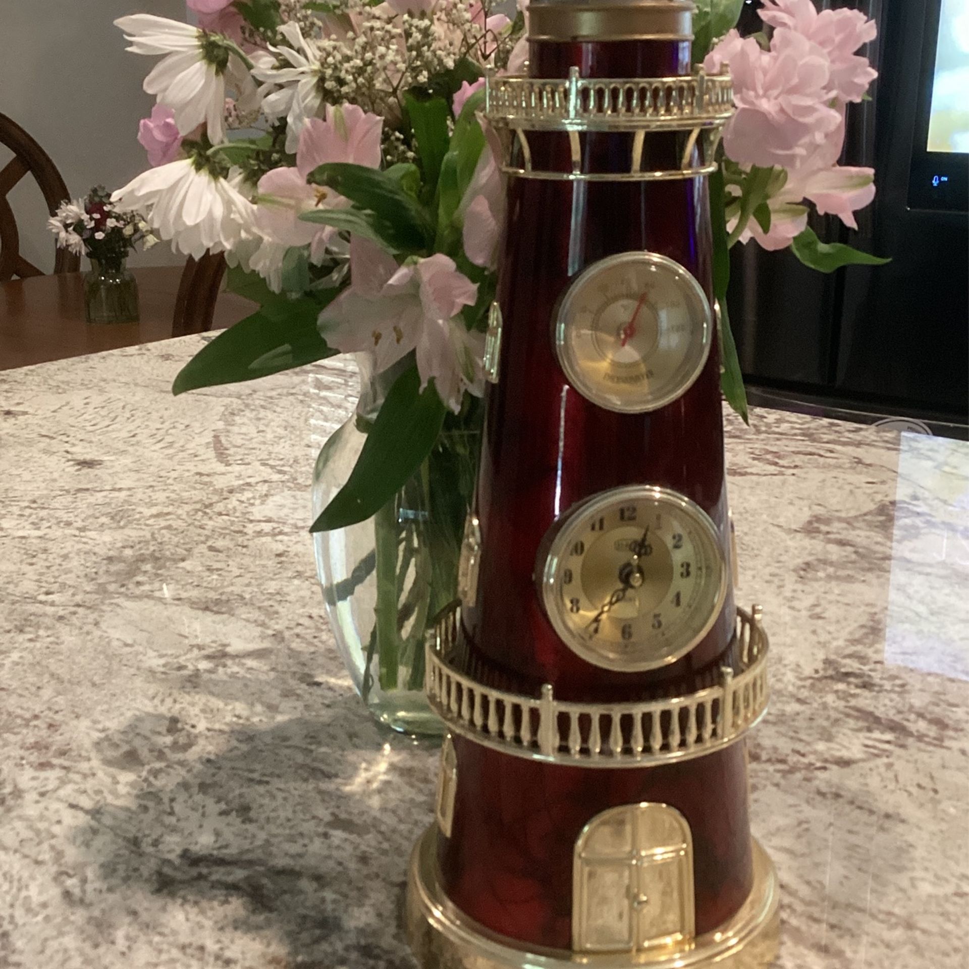 Lighthouse music box, clock and thermometer