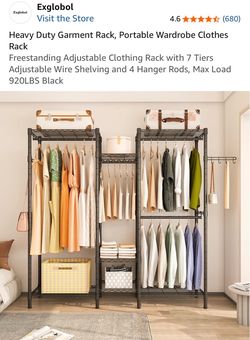 Exglobol Exglobol Visit the Store 4.6 4.6 out of 5 stars (680) Heavy Duty Garment Rack, Portable Wardrobe Clothes Rack