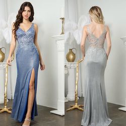New With Tags Metallic & Sparkly Corset Bodice Long Formal Dress & Prom Dress $199