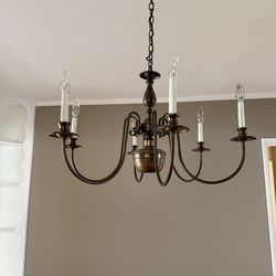 Vintage Brass 6-Light Chandelier – Dining Room Fixture