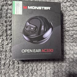 Monster AC330 Open Ear Headphones, Bluetooth 5.4 Wireless Earphones with Clear Calls, Stylish Swivel Case with Lanyard, Type-C Charging, Comfortable F
