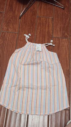 H&M pastel striped children's summer dress features a halter neckline 4/5