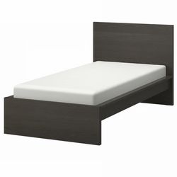 Bed frame, dark brown veneer, Twin