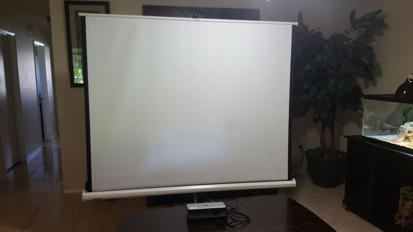 Projector and Projection Screen 6 ft