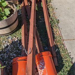 Wooden Post With Cement Block - 4